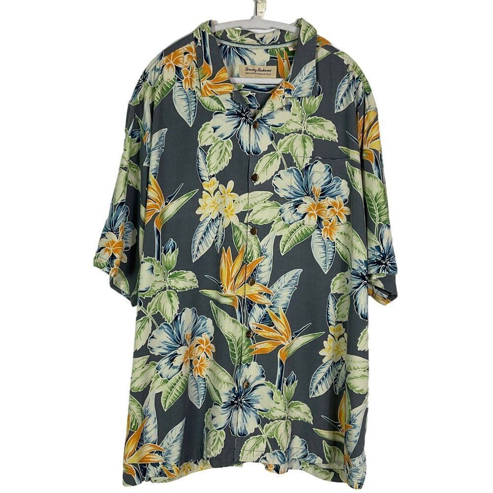 Tommy Bahama Heritage Tortola Silk Hawaiian Shirt 2XT 100% Silk, Tropical Floral